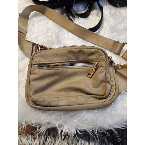 Madison West Handbags - Madison West by Baby Cubby taupe tripple pocket waist bag/ fanny pack with goldt